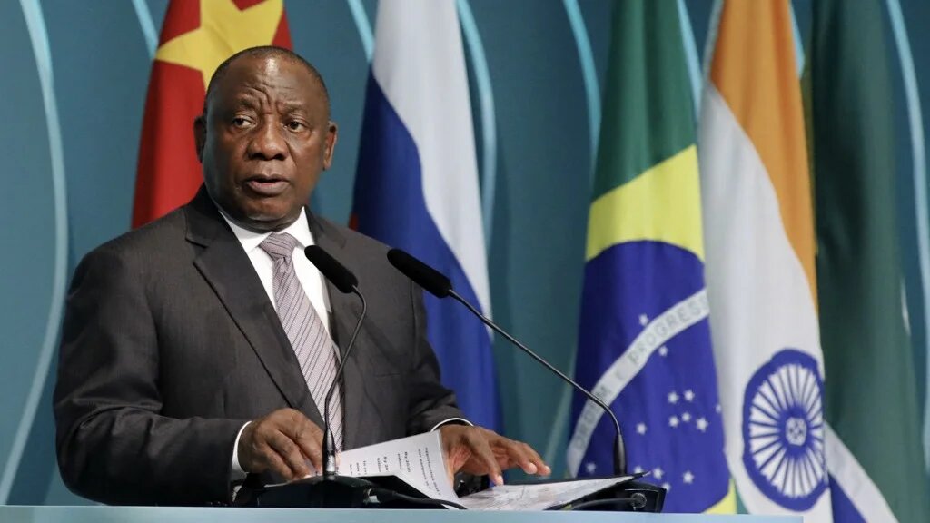 South Africa's President Cyril Ramaphosa speaks during the BRICS Business Council prior to the 11th edition of the BRICS Summit, in Brasilia, on 13 November 2019 (AFP)