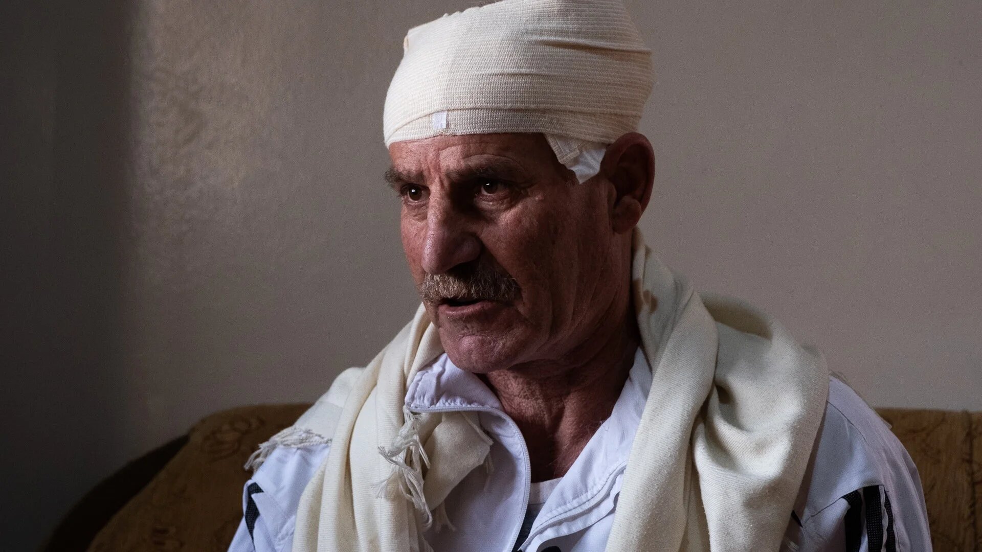 Subha Mohammed Boza, 65, sustained multiple injuries when Tishreen Dam was hit on 16 January by a Turkish drone, 24 January 2025 (Andrew Waller/MEE) 