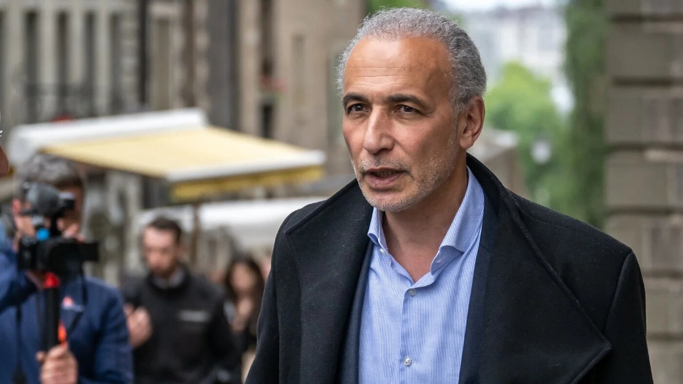 Swiss leading Islamic scholar Tariq Ramadan leaves Geneva's courthouse, 24 May 2023 (AFP)