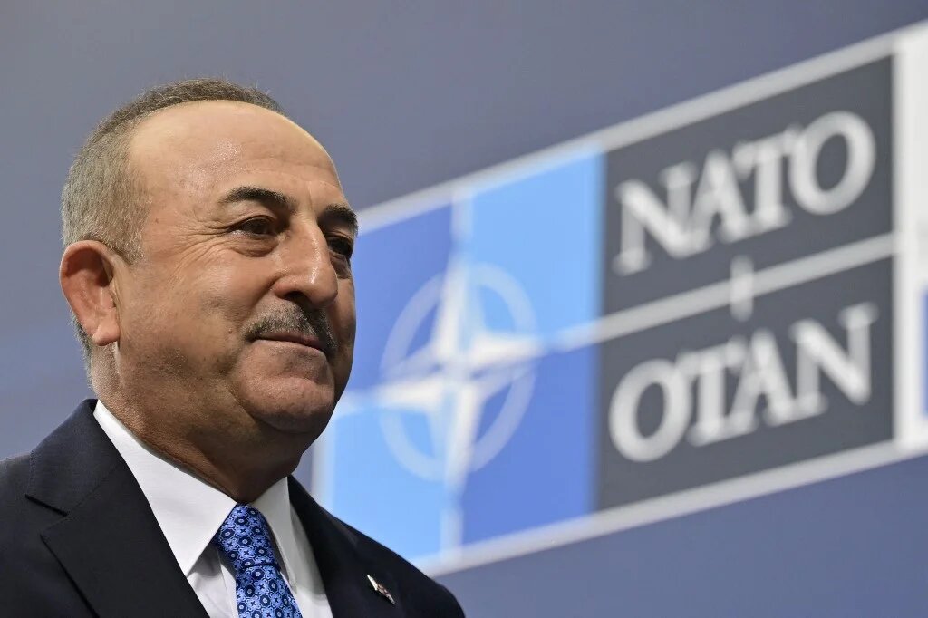 Turkish Foreign Minister Mevlut Cavusoglu arrives for an informal meeting of NATO Foreign Ministers on the conflict in Ukraine on May 14, 2022 in Berlin. 