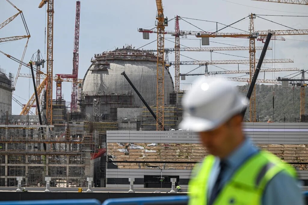 This photograph taken on April 26, 2023 shows the construction of the Russian-built Akkuyu Nuclear Power Plant in Mersin Province.  (Ozan Kose/AFP) 