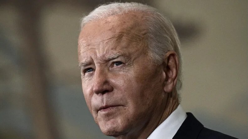 US President Joe Biden speaks at a press conference in Woodside, California on 15 November 2023 (AFP)