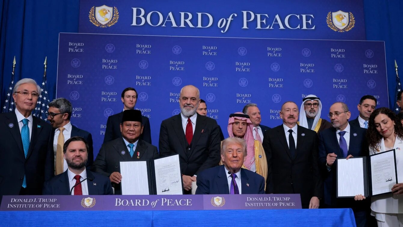 US President Donald Trump during the inaugural meeting of the Board of Peace on 19 February 2026 in Washington, DC. CHIP SOMODEVILLA  / Getty Images via AFP