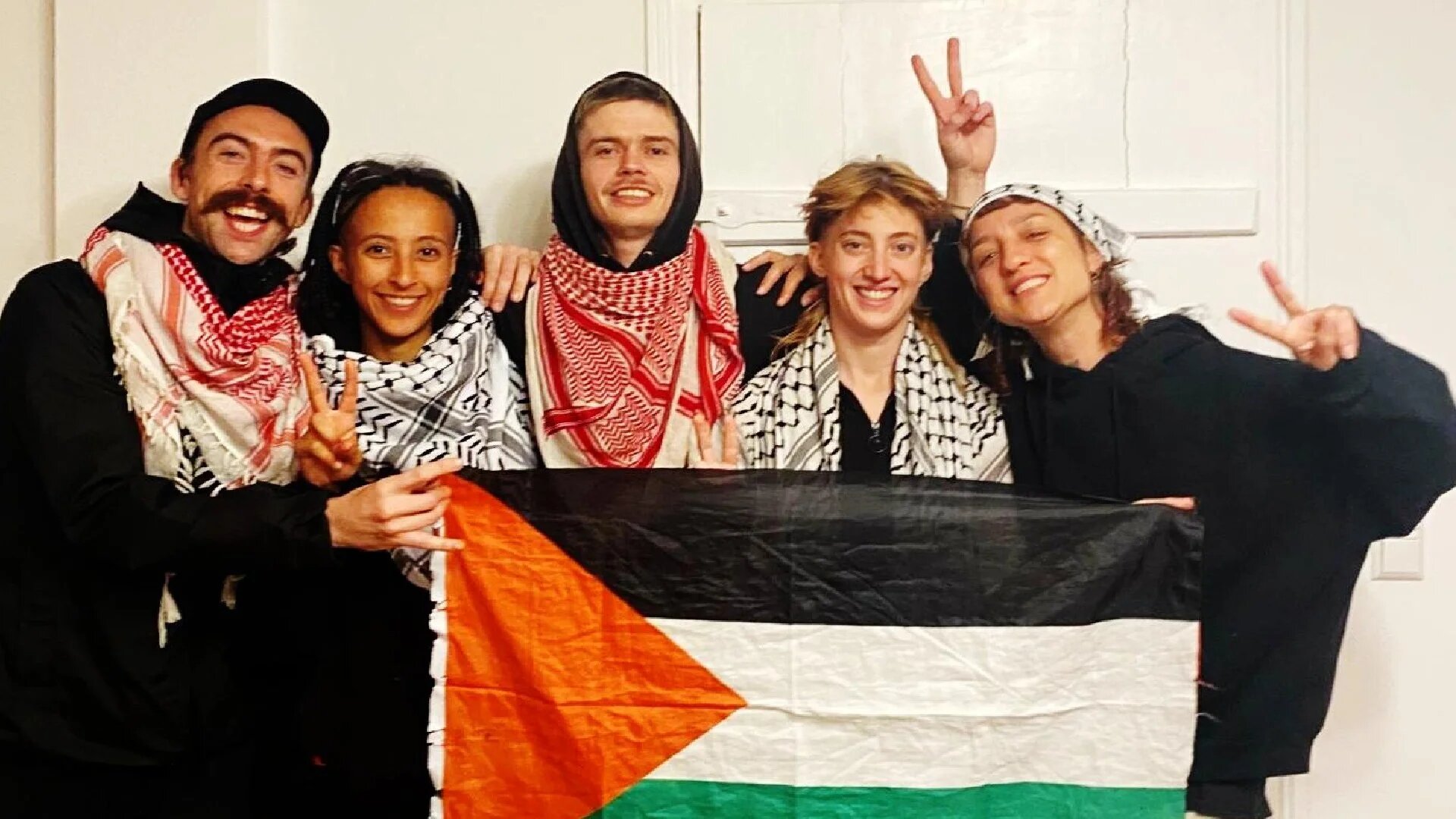 The 'Ulm Five,' from left to right: Daniel Tatlow-Devally, Zo Hailu, Crow Tricks, Vi Kovarbasic and Leandra Rollo (Supplied)