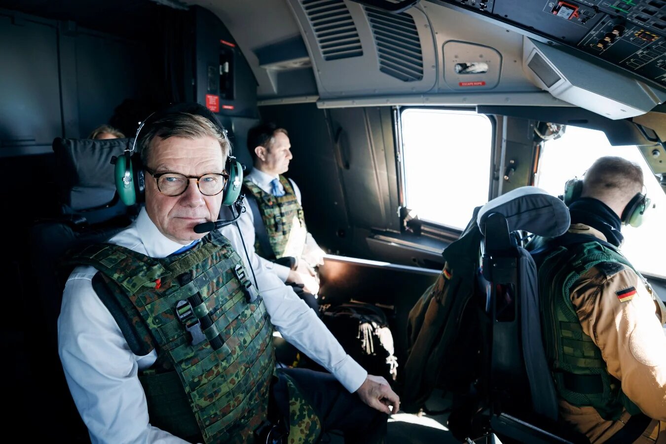 German Foreign Minister Johann Wadephul pictured during a flight to Tel Aviv, Israel, 10 March 2026 (Felix Zahn/AA/Israeli Foreign Office supplied) 