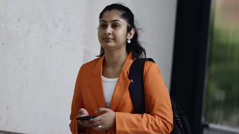 Labour MP Zarah Sultana arrives for an interview with the BBC in London on 21 July 2024. Sultana is the most at-risk MP online, according to parliament’s own records (Benjamin Cremel/AFP)
