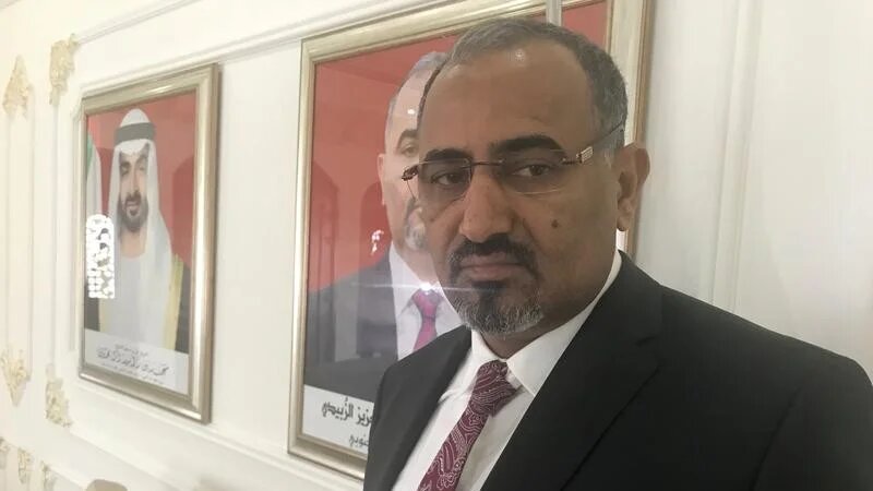 Aidaroos al-Zubaidi at the headquarters of the Southern Transitional Council in Abu Dhabi in 2018 (Reuters)