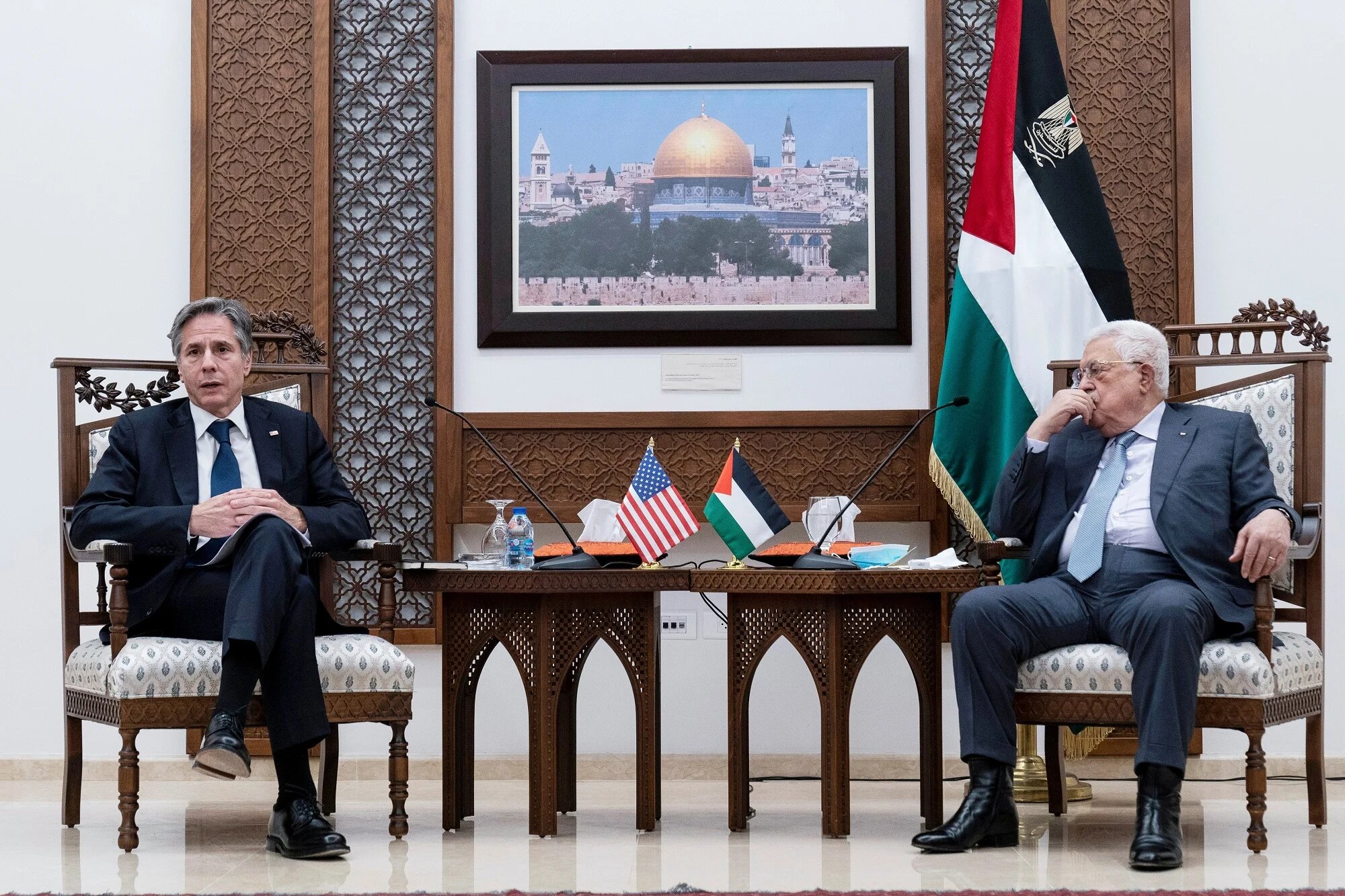 US Secretary of State Tony Blinken meets with Palestinian President Mahmoud Abbas