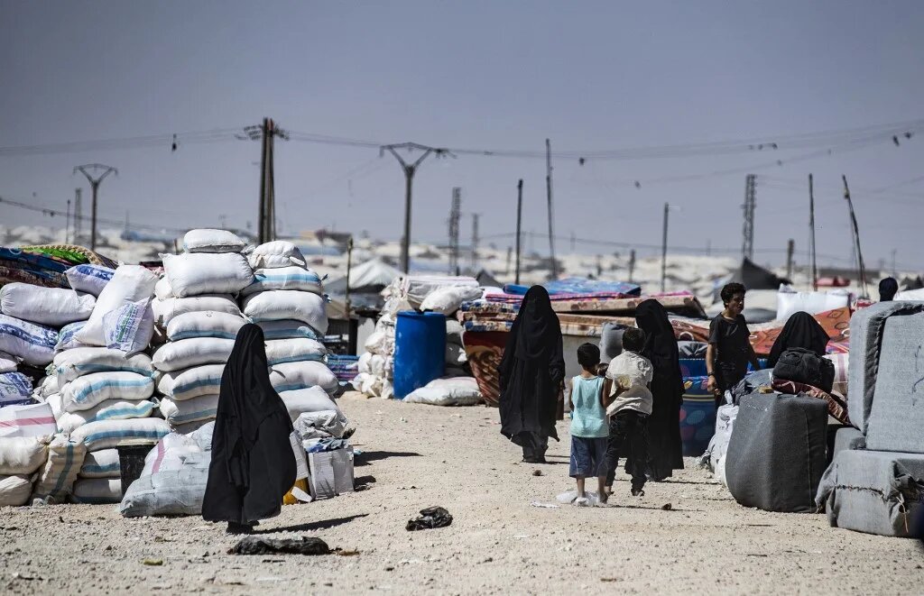 A picture taken at the Kurdish-run al-Hol camp on 14 September 2021, where relatives of suspected Islamic State (IS) group fightersa are being held.