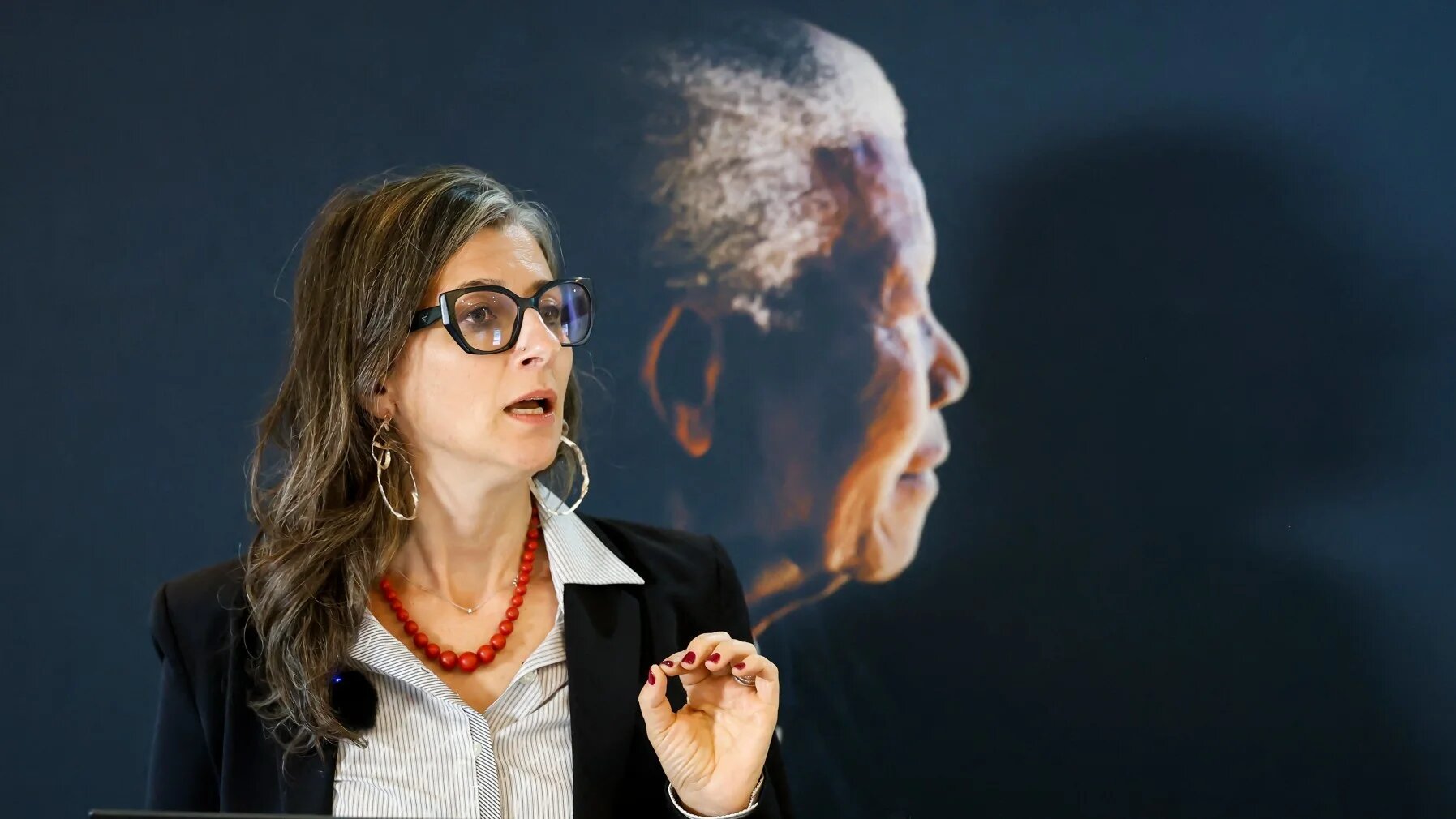 United Nations (UN) Special Rapporteur on the occupied Palestinian territories Francesca Albanese speaks during a press conference at the Nelson Mandela Foundation in Johannesburg on22 October 2025 (AFP)
