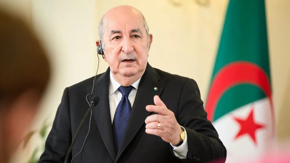 Algerian President Abdelmadjid Tebboune is pictured on 13 May 2025 (Jure Makovec/AFP)