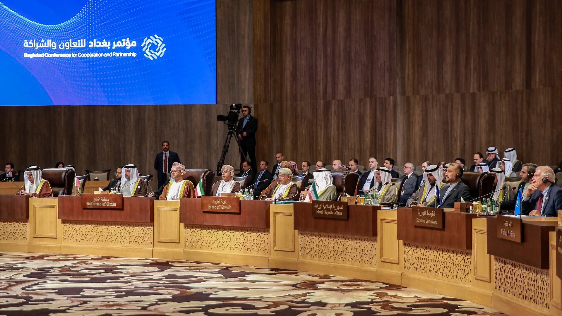 Foreign leaders and dignitaries attend the "Baghdad Conference for Cooperation and Partnership" in Sweimeh by the Dead Sea shore in central-west Jordan on 20 December 20 2022 (AFP)