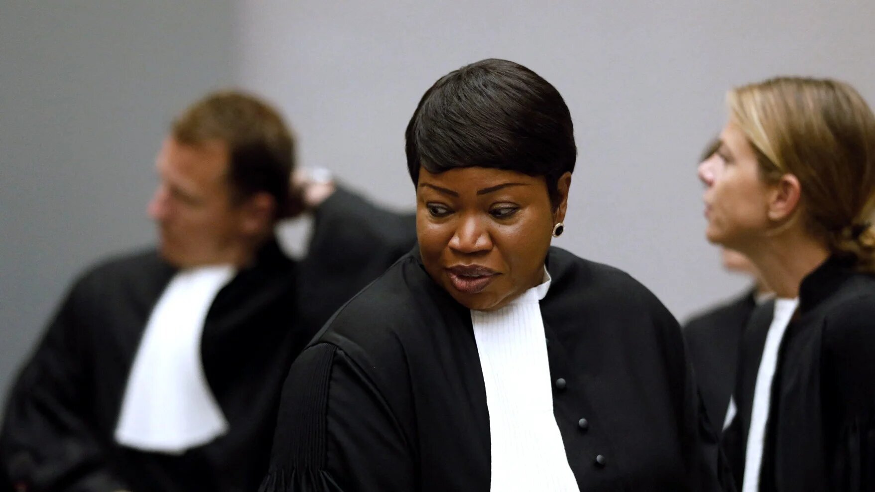 nternational Criminal Court (ICC) chief prosecutor Fatou Bensouda (C) sits at the courtroom of the International Criminal Court (ICC) during the closing statements of the trial of former Congolese warlord Bosco Ntaganda in the Hague, the Netherlands, on August 28, 2018.