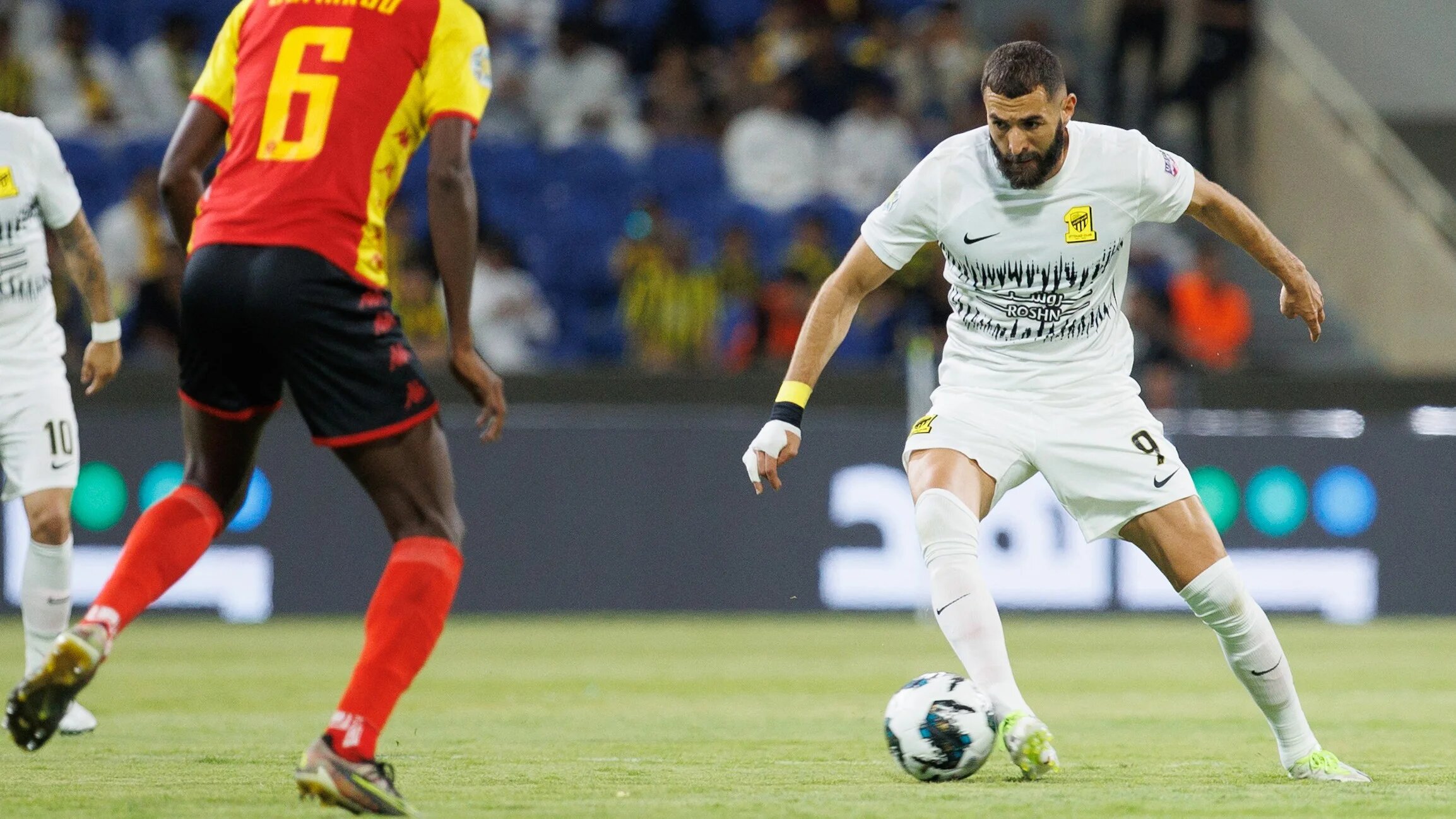 Al-Ittihad's French forward Karim Benzema during a 2023 Arab Club Champions Cup match at the King Fahd Stadium in Taif, Saudi Arabia on 27 July 2023 (AFP)