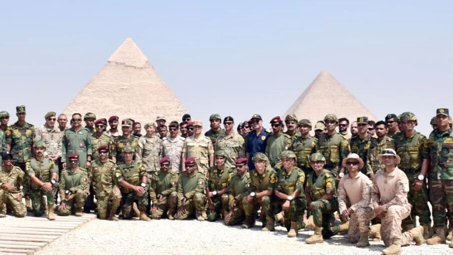 Egyptian, Qatari and US troops take part in the joint exercise Bright Star 2025, near the pyramids in Cairo, 7 September 2025 (Facebook/Egyptian Army)