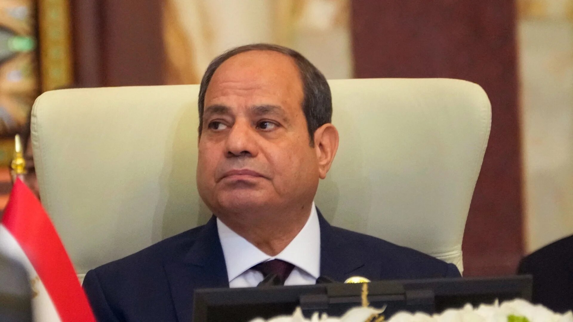 President of Egypt Abdel Fattah el-Sissi attends the 34th Arab League summit in Baghdad on 17 May 2025 (AFP)