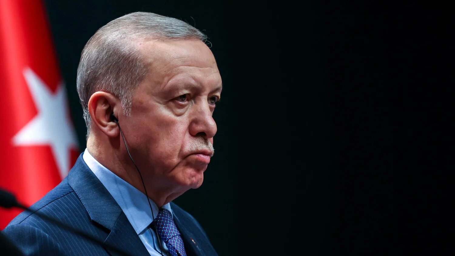 Turkey's President Recep Tayyip Erdogan attends a joint press conference with his Iranian counterpart in Ankara on 24 January 2024.