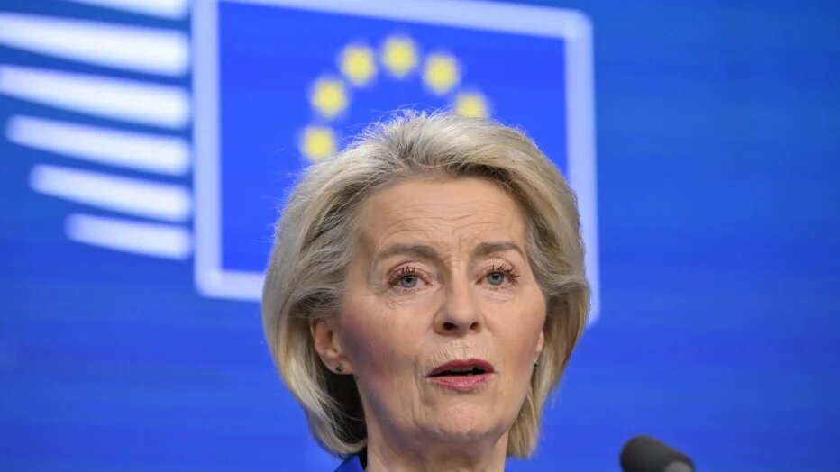 Ursula von der Leyen, the president of the European Commission, speaks at a news conference in Brussels on 19 March 2026 (John Thys/AFP)