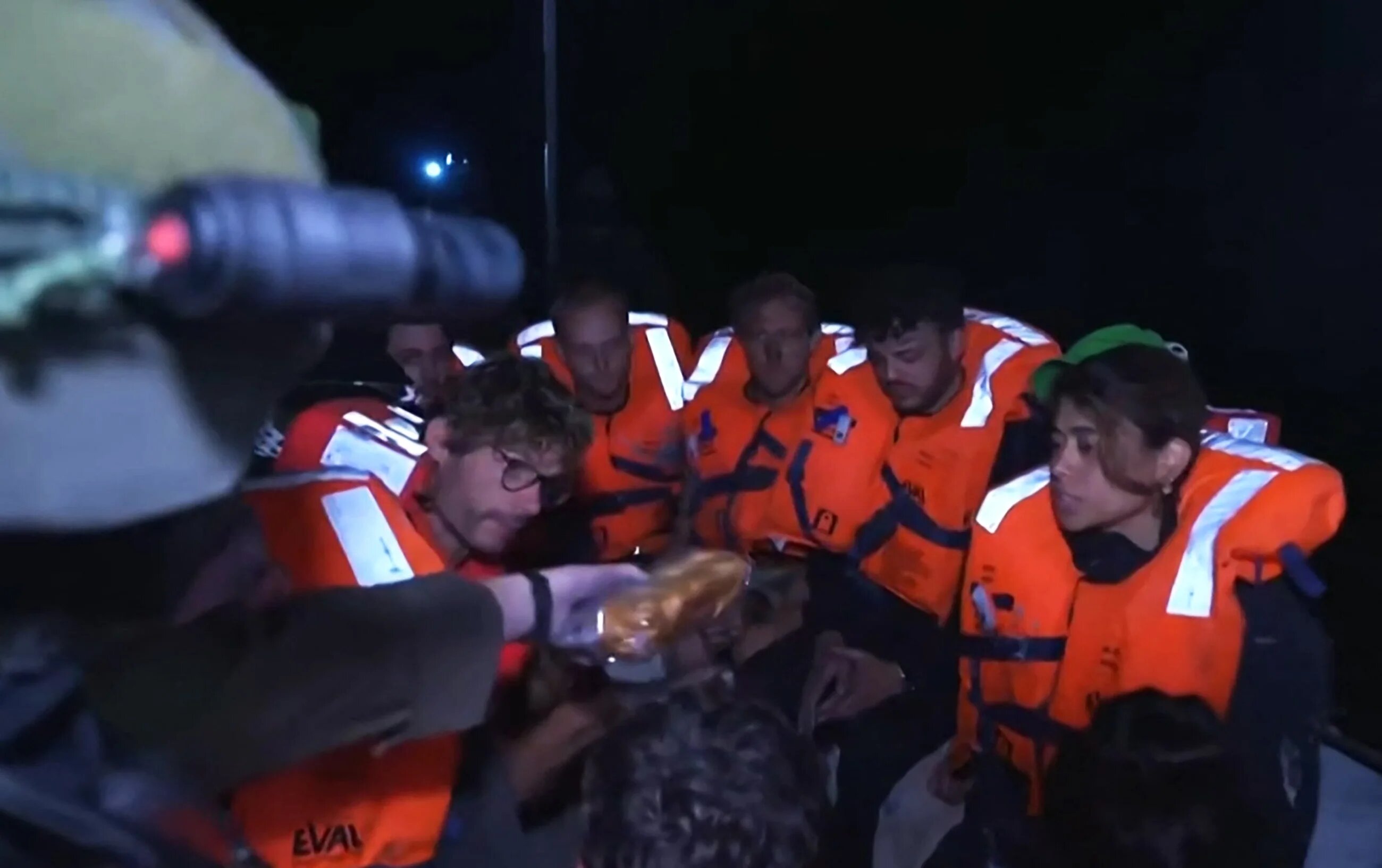 Footage published on the Israeli Foreign Ministry's X account on 9 June, 2025 shows passengers and activists that were onboard the Gaza-bound Madleen boat (AFP/Israeli Foreign Ministry)