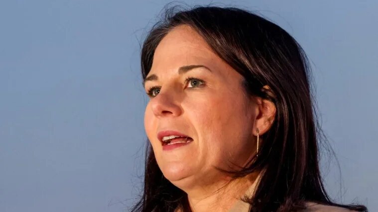 German Foreign Minister Annalena Baerbock speaks in Damascus on 3 January 2025 (Anwar Amro/AFP)