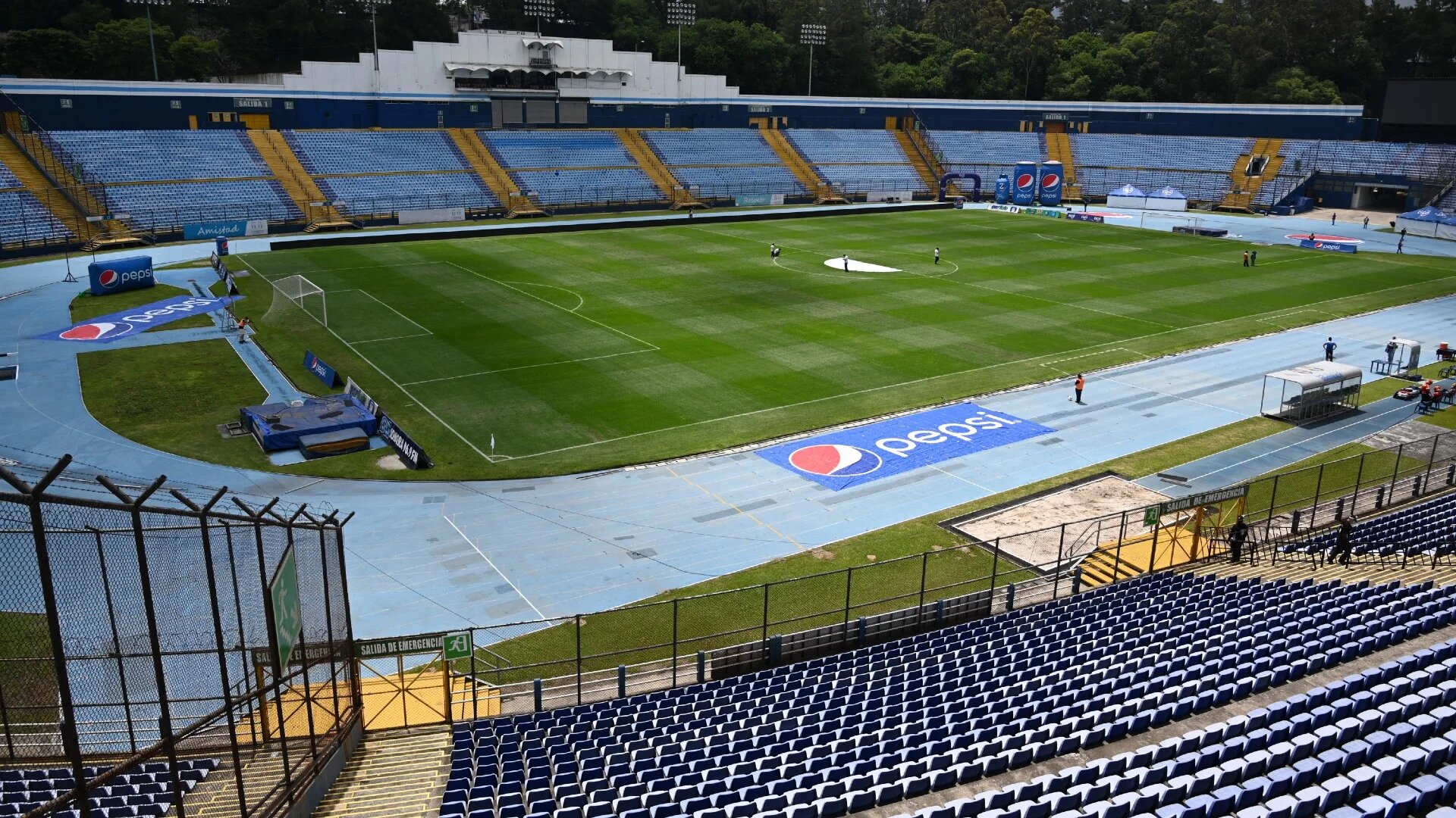 A view of the empty Doroteo Guamuch Flores stadium, in Guatemala City, on 29 August 2020 (Johan Ordonez/AFP)