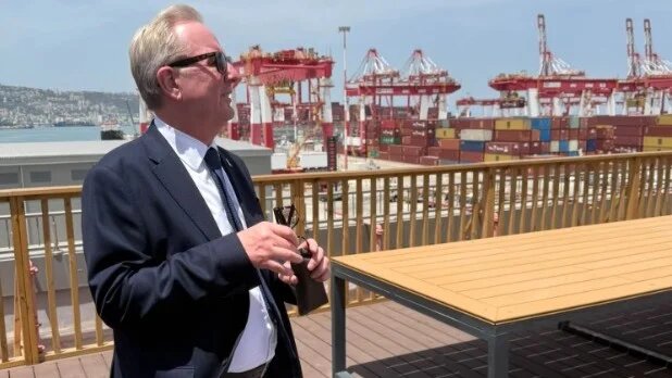 Lord Ian Austin on a trip to Haifa in Israel on Monday (X/Screengrab)