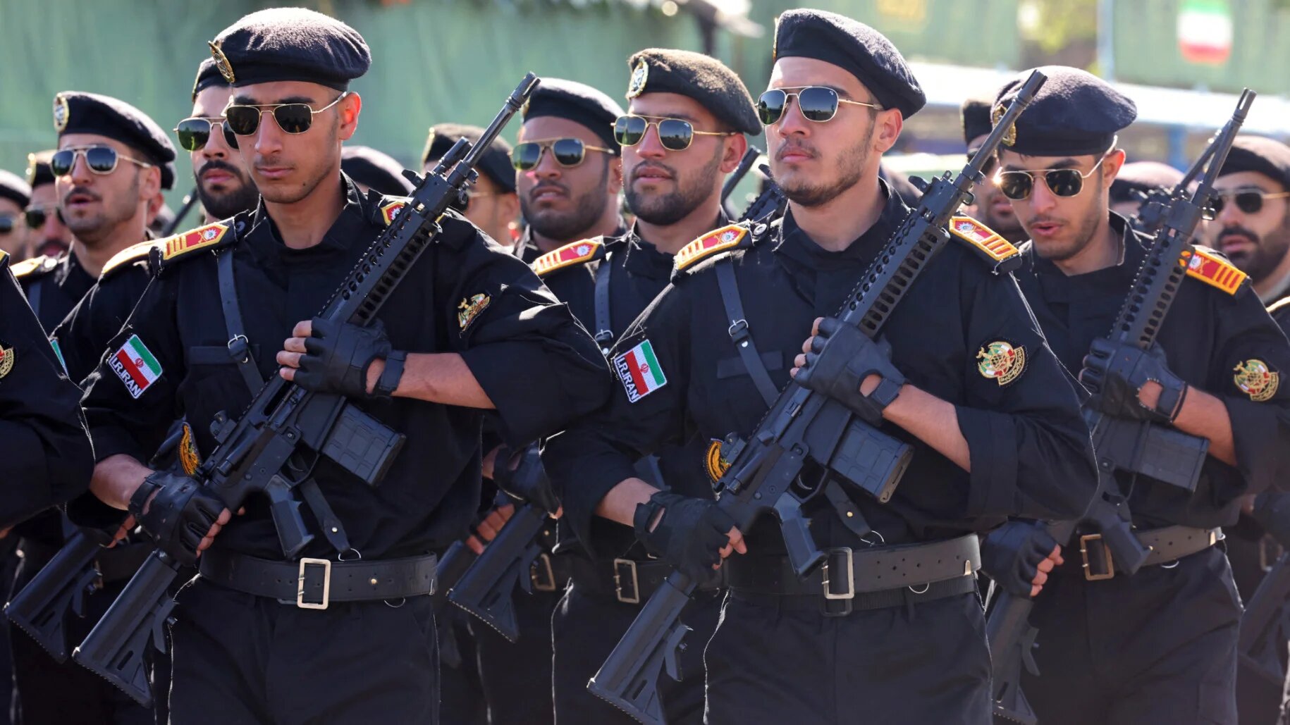 Soldiers march during a military parade to mark Iran's annual Army Day in Tehran on 18 April 2025 (AFP)