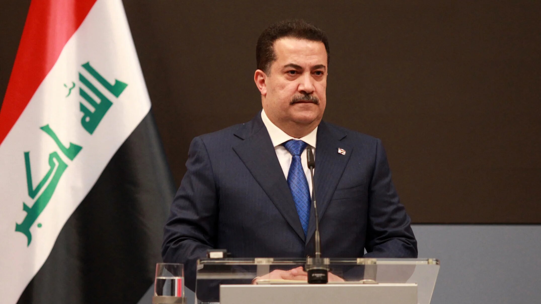 Iraqi Prime Minister Mohammed Shia al-Sudani speaking in Prague, Czech Republic on 13 February 2025 (Milan Kammermayer/AFP)