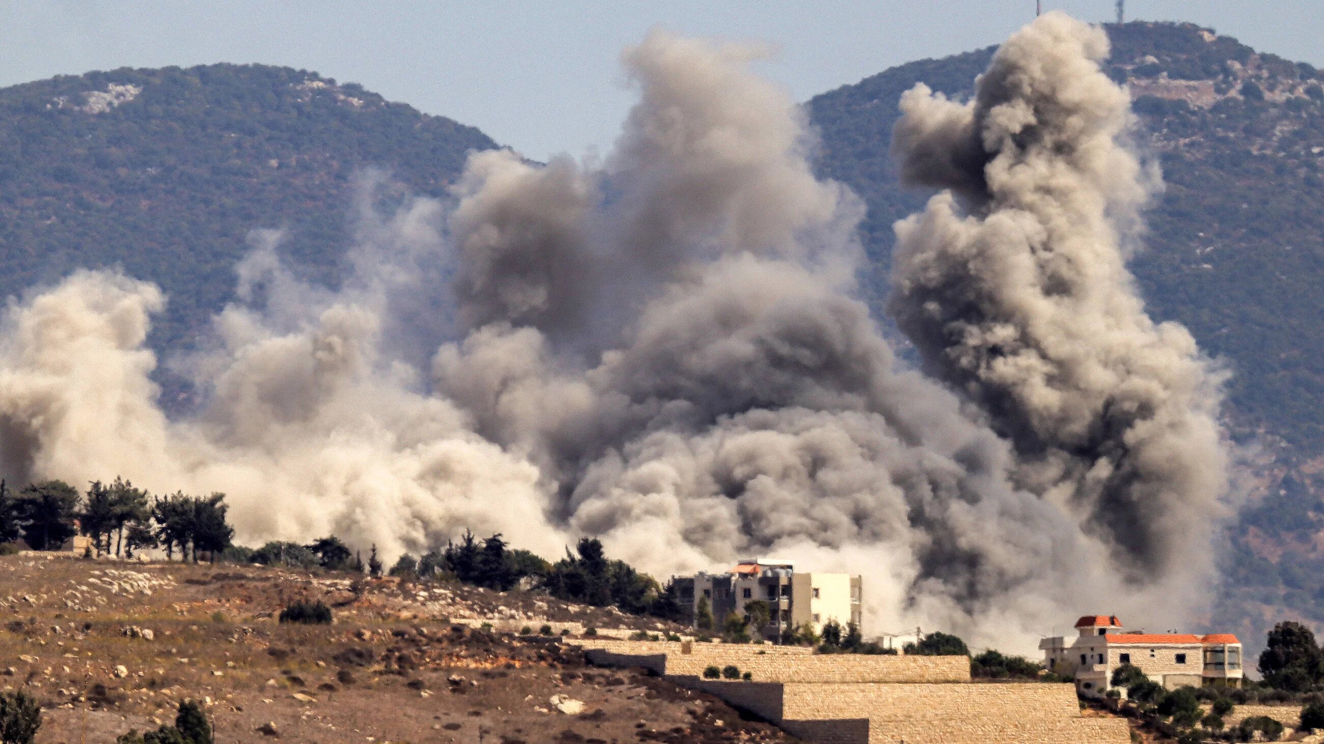 Smoke clouds erupt during an Israeli airstrike on Khiam in southern Lebanon near the border with Israel on October 2 2024 (AFP)