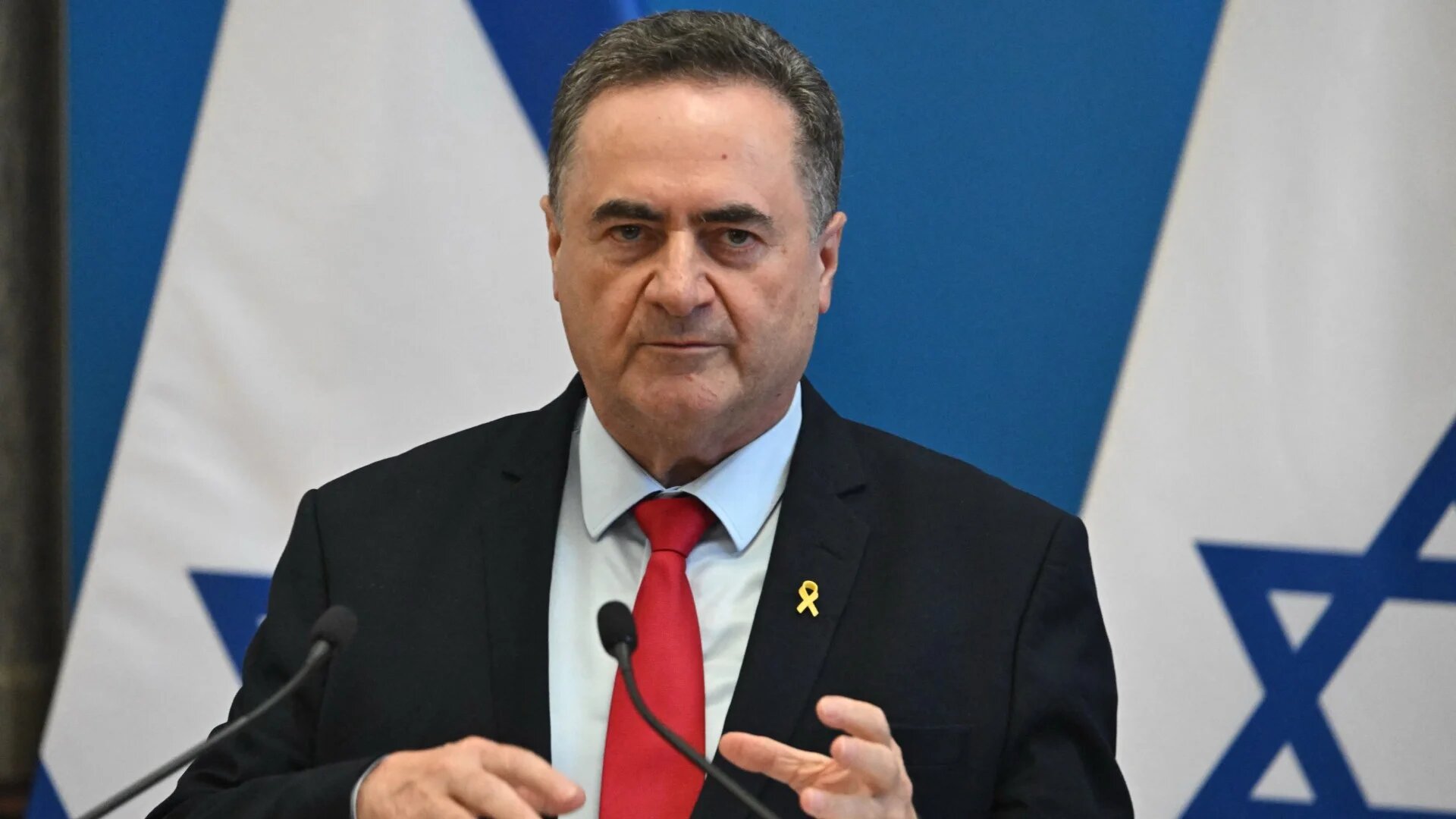 Israel's Foreign Minister Israel Katz at the Foreign Office in Budapest, Hungary, on 17 June 2024 (AFP/Attila Kisbenedek)