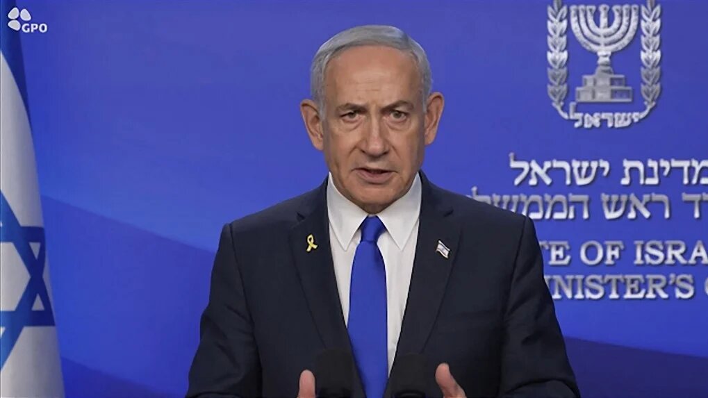 Israeli Prime Minister Benjamin Netanyahu announces strikes against Iran on 13 June 2025 (GPO/AFP)