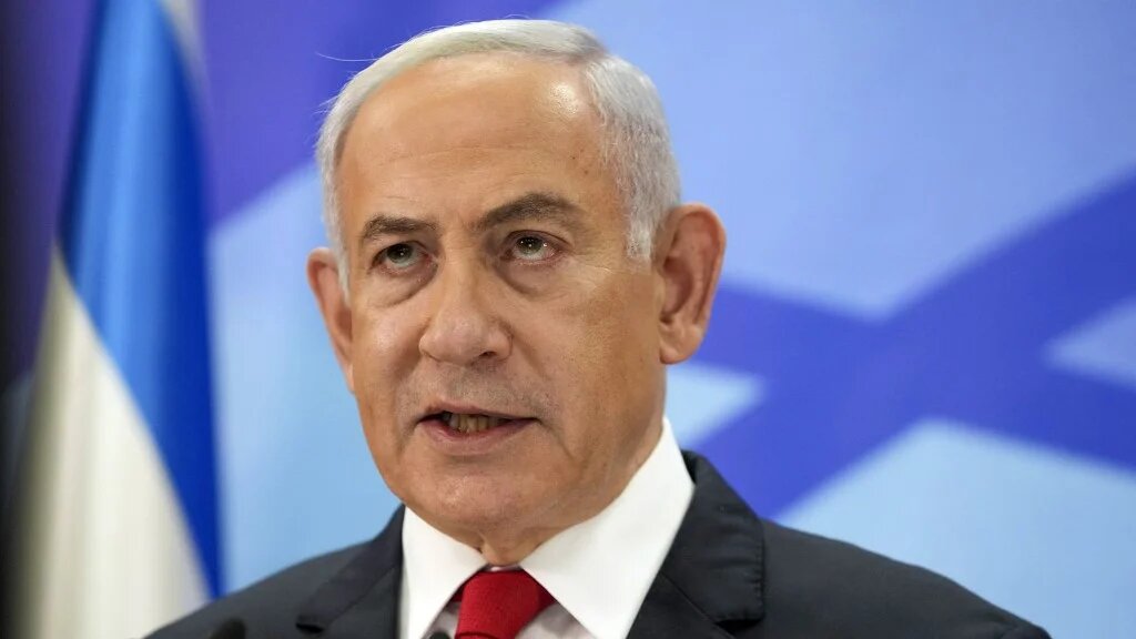 Prime Minister Benjamin Netanyahu speaks in Jerusalem on 9 December 2024, vowing that Israel would remain permanently in the occupied Golan Heights (Maya Alleruzzo/AFP)