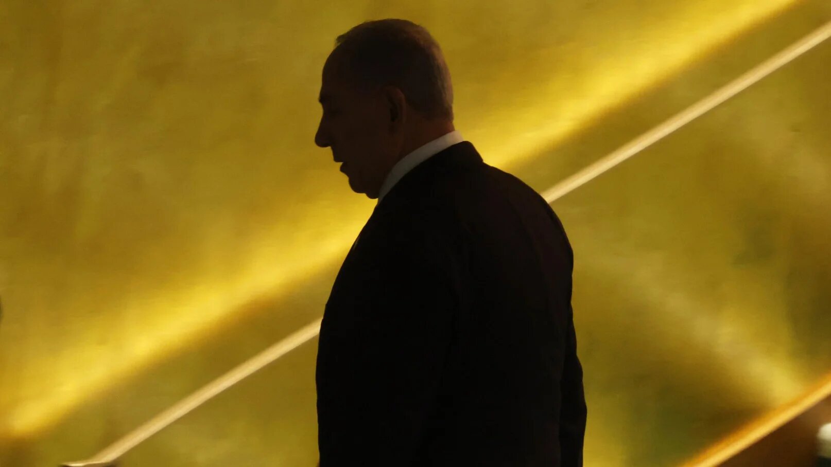 Israeli Prime Minister Benjamin Netanyahu leaves the podium after addressing world leaders at the UN General Assembly on 22 September 2023 (Spencer Platt/Getty Images via AFP)