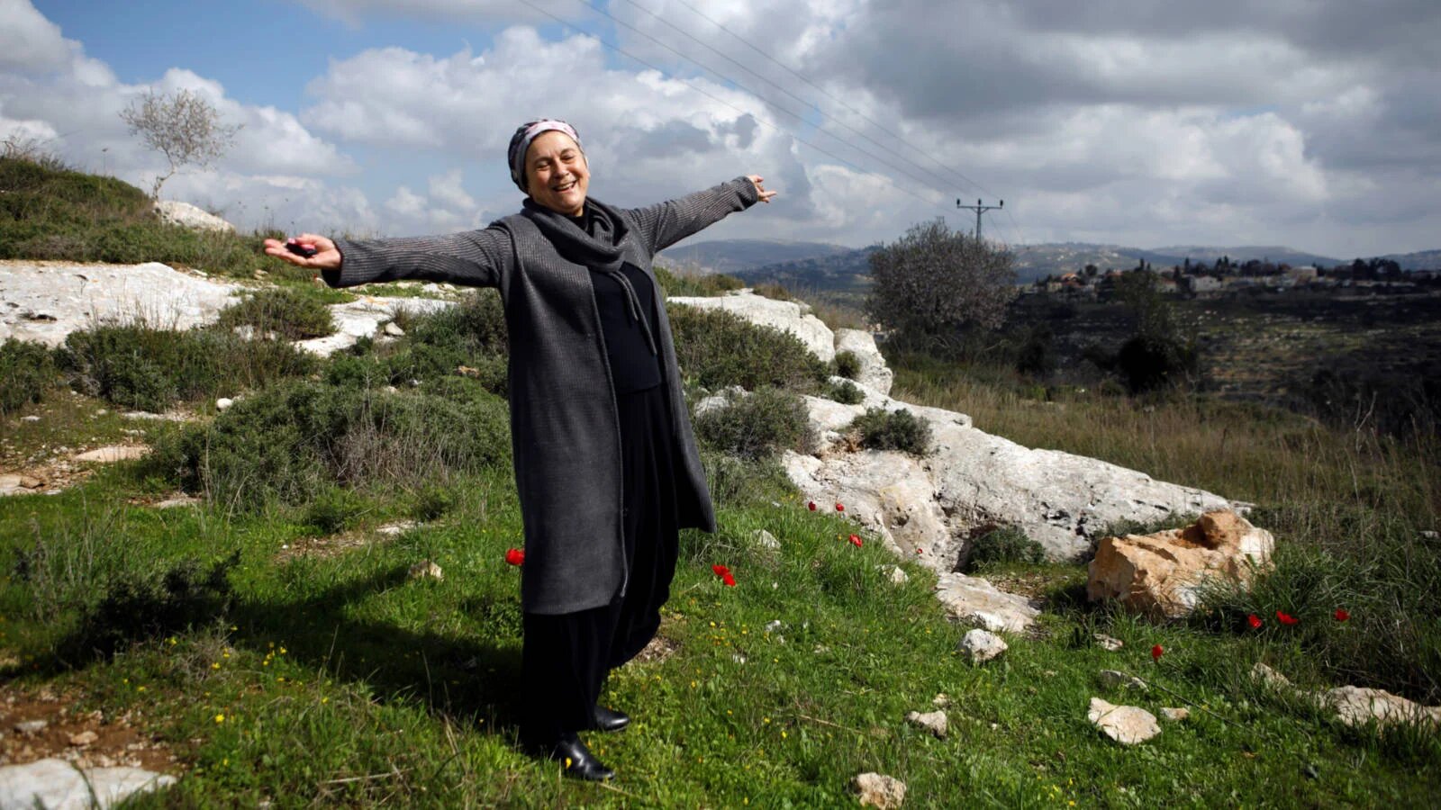 Israeli settler leader Daniella Weiss in the settlement outpost of Har Hemed near the settlement of Kedumim, Israeli-occupied West Bank, in February 2020 (Reuters)