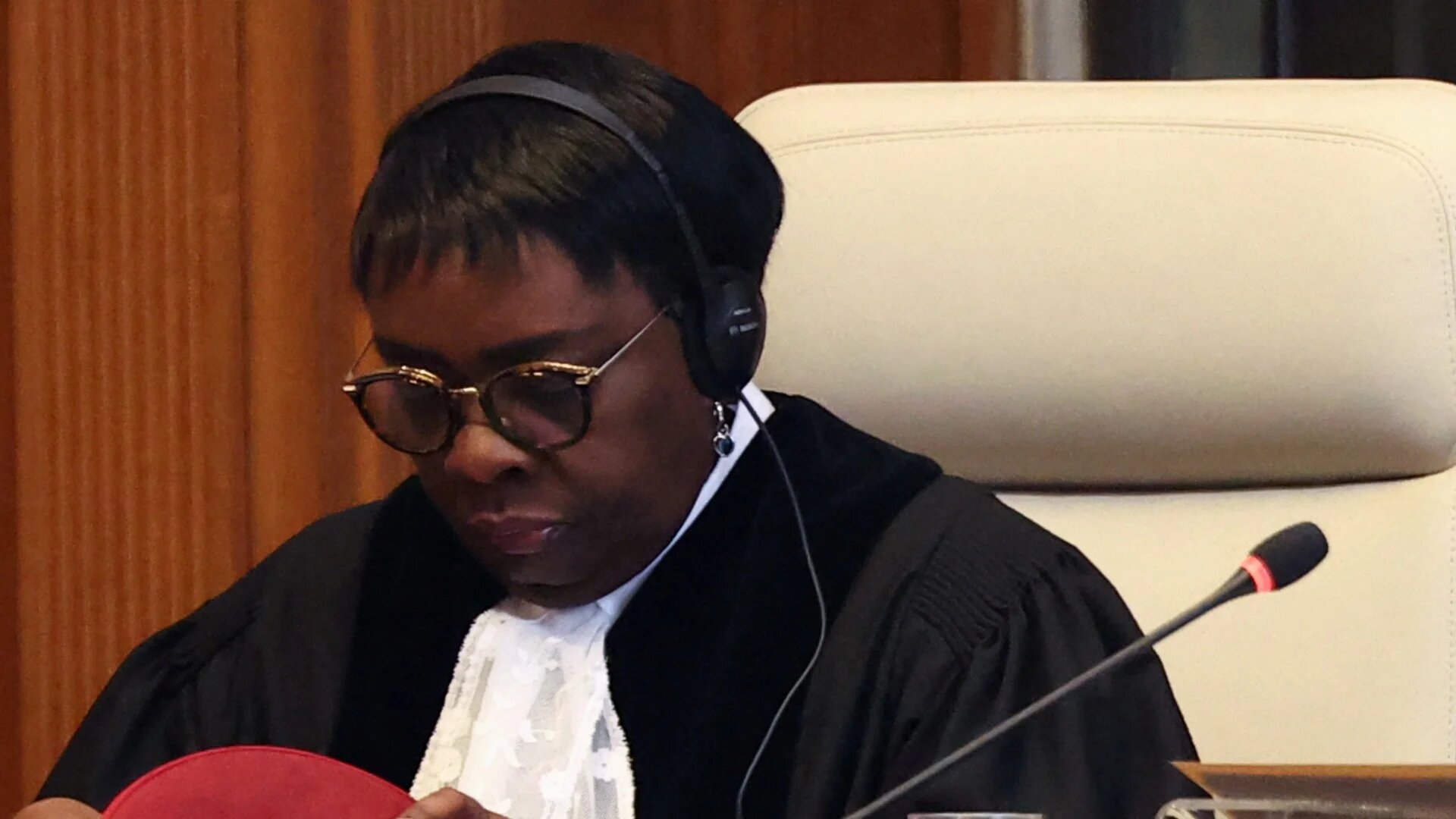 Judge Julia Sebutinde in The Hague Netherlands on 16 May 2024 (Reuters/Yves Herman)