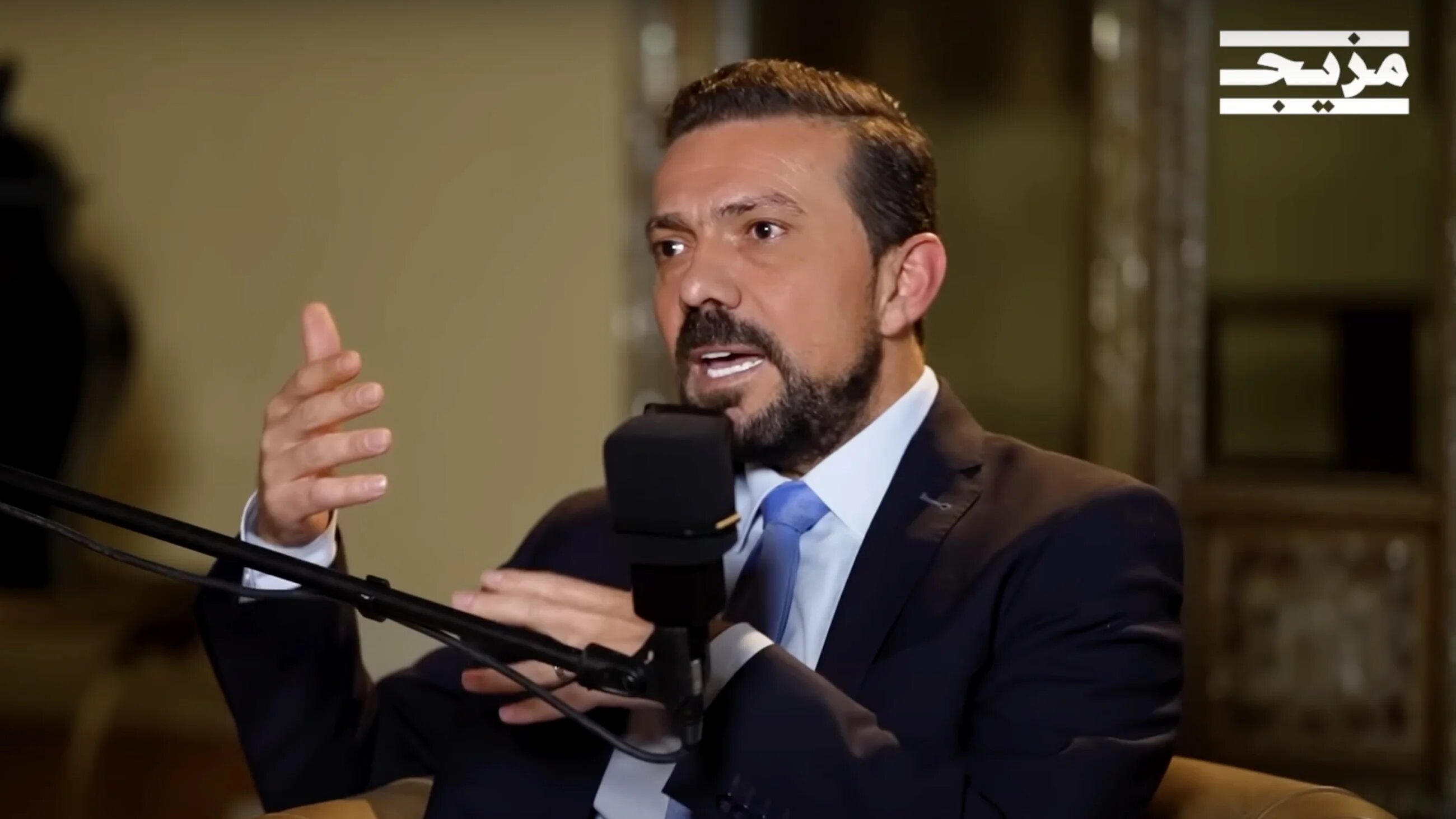 Kamel Saqr speaking to Al Arabiya's Mazeej Studios (Screengrab)