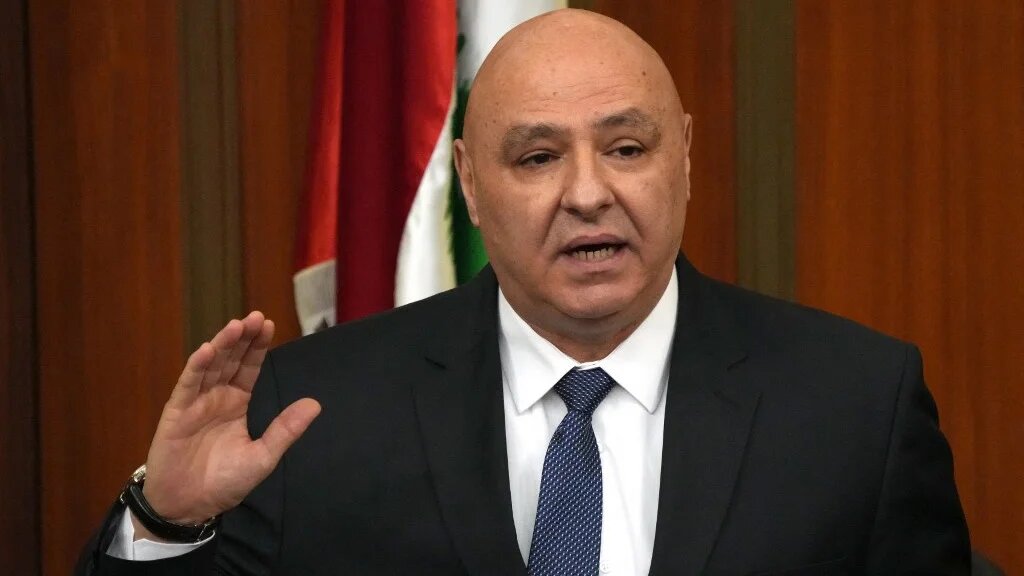 Lebanon’s newly elected president, Joseph Aoun, speaks in Beirut on 9 January 2025 (Lebanese parliament/AFP)