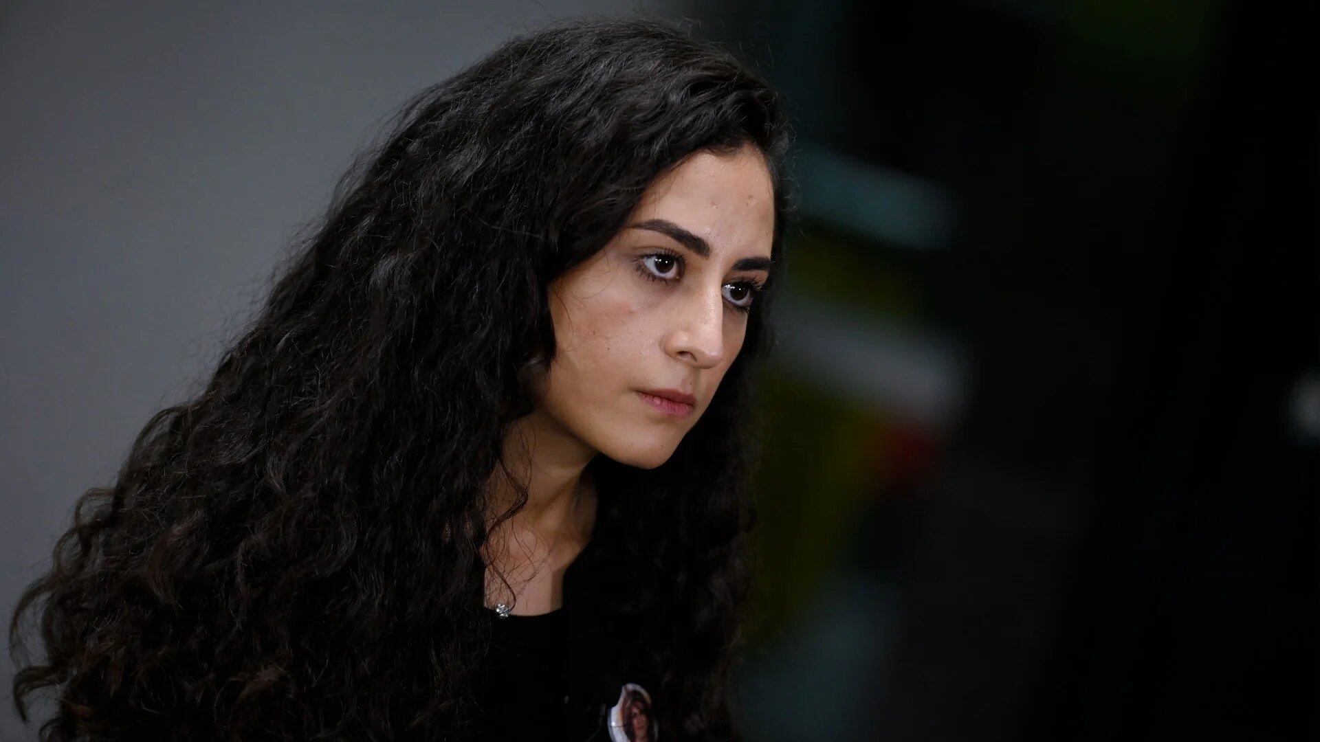 Shireen Abu Akleh's niece Lina stands outside the State Department in Washington, DC, on 26 July 2022.
