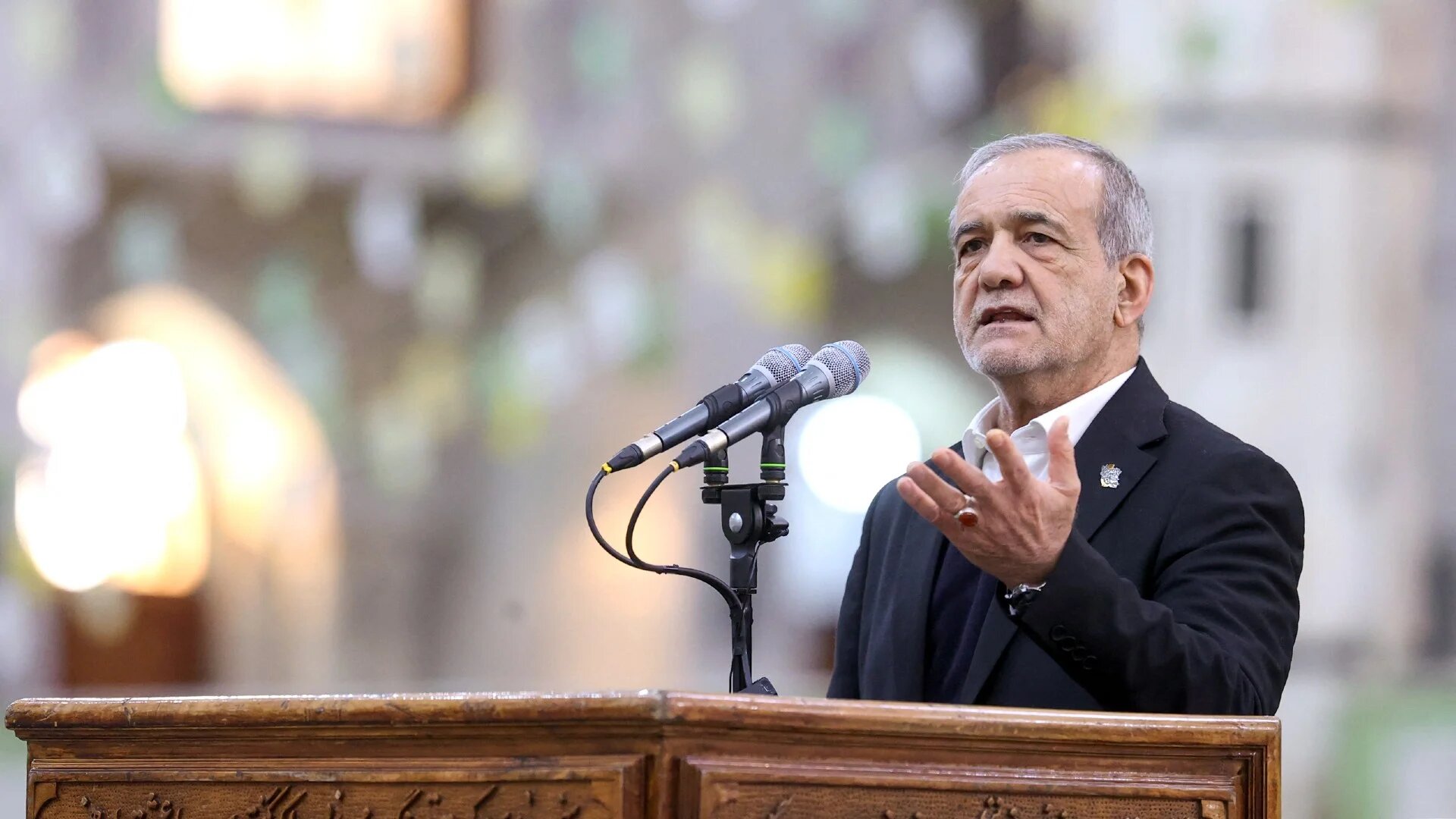 President Masoud Pezeshkian addresses cabinet members in Tehran on 31 January 2026 (AFP)