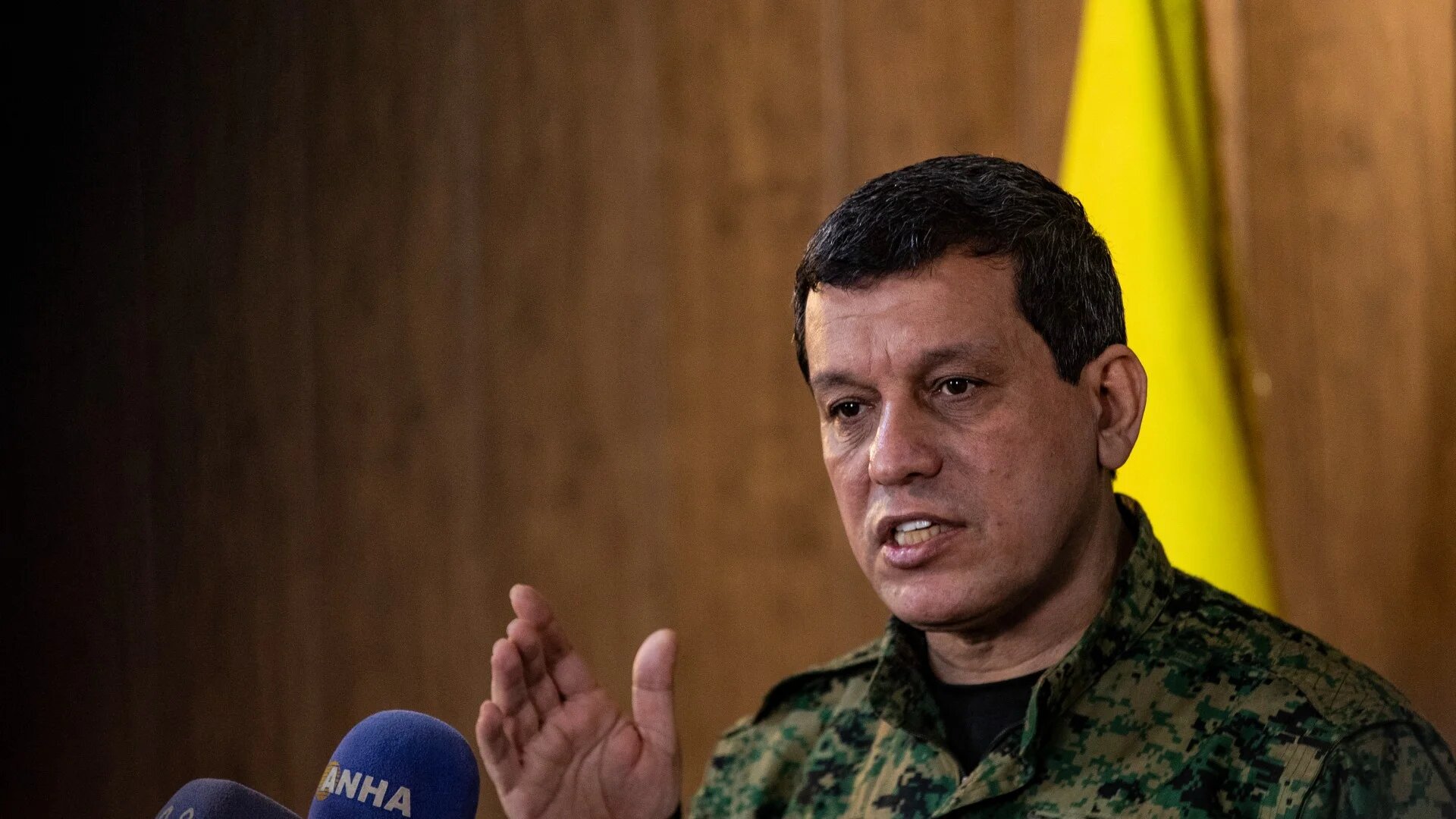 Syrian Democratic Forces commander-in-chief Mazloum Abdi, speaks during a news conference in Syria's northeastern city of Hasakeh on 6 December 2024 (Delil Souleiman/AFP)