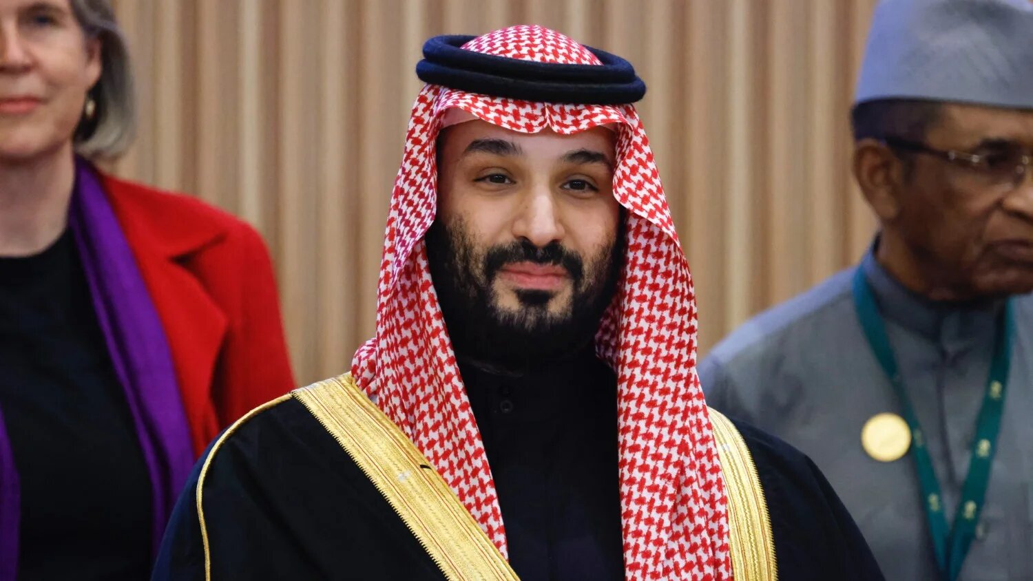Saudi Arabia's Crown Prince Mohammed bin Salman looks on during a group photo at the One Water Summit in the capital Riyadh on 3 December 2024 (Ludovic Marin/Pool/AFP)