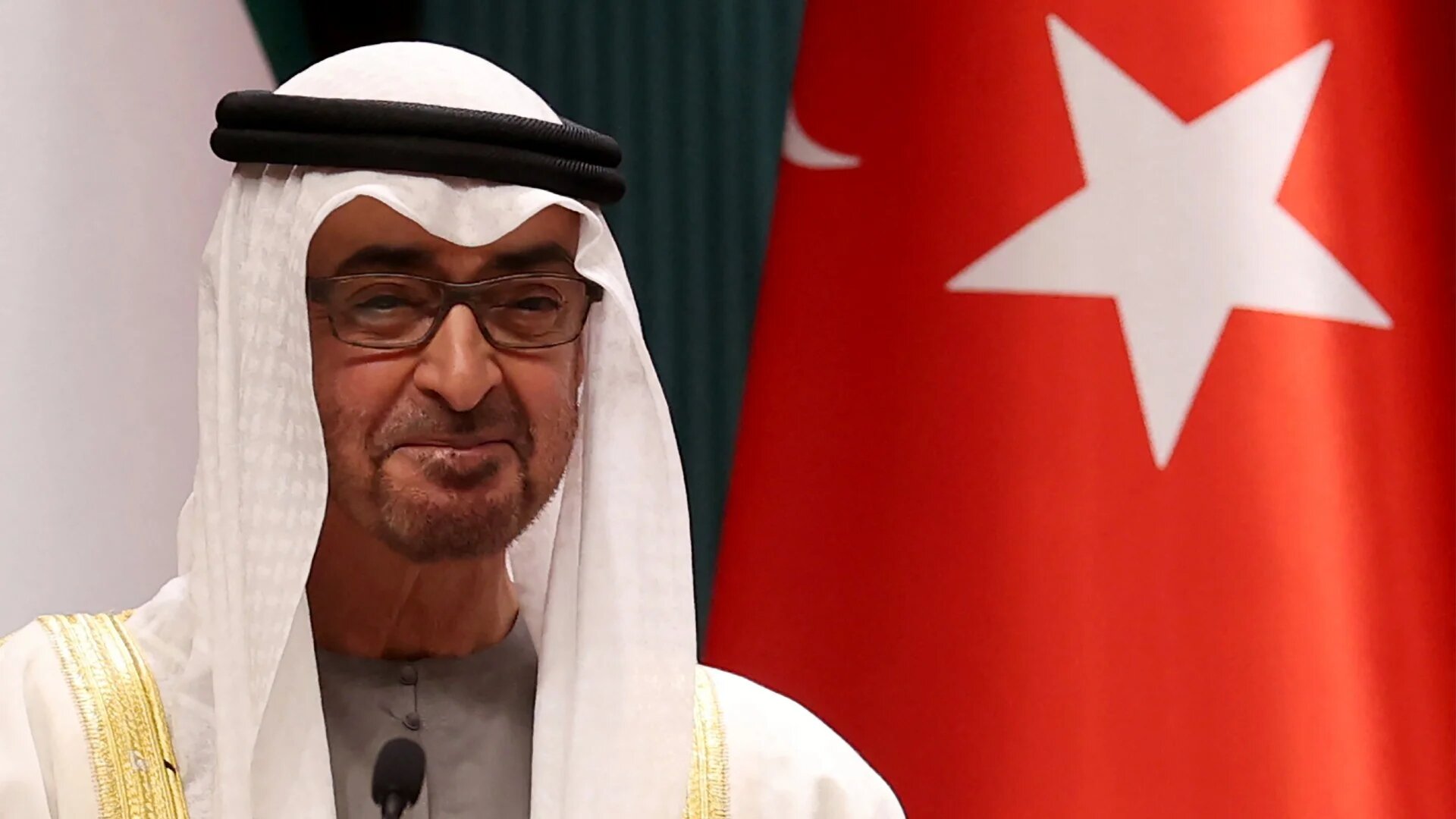 UAE President Mohammed bin Zayed Al Nahyan attends a signing ceremony with Turkish President Recep Tayyip Erdogan at the Presidential Complex in Ankara, on 24 November 2021 (AFP)