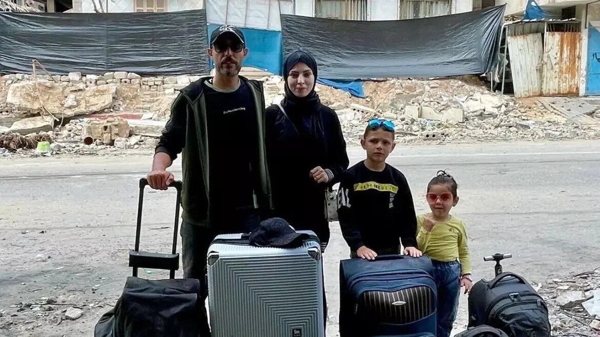 Mohammed al-Hajjar with his family hours before his wife Inas was detained by Israeli forces (MEE/Supplied)