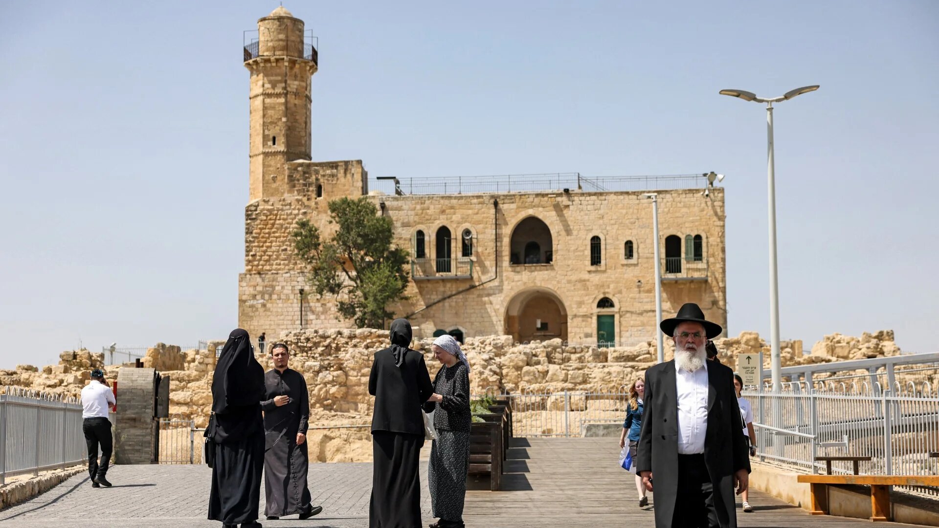People visit the Tomb of Samuel at the Nabi Samuel village between Ramallah and Jerusalem in the occupied West Bank, on 24 September 2021 (AFP/Ahmad Gharabli)