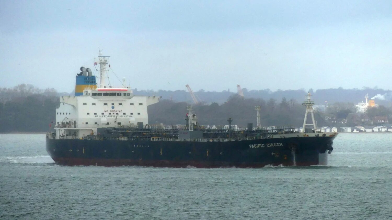 Tanker Pacific Zircon is seen at sea near Isle of Wright, Britain in an undated handout picture.