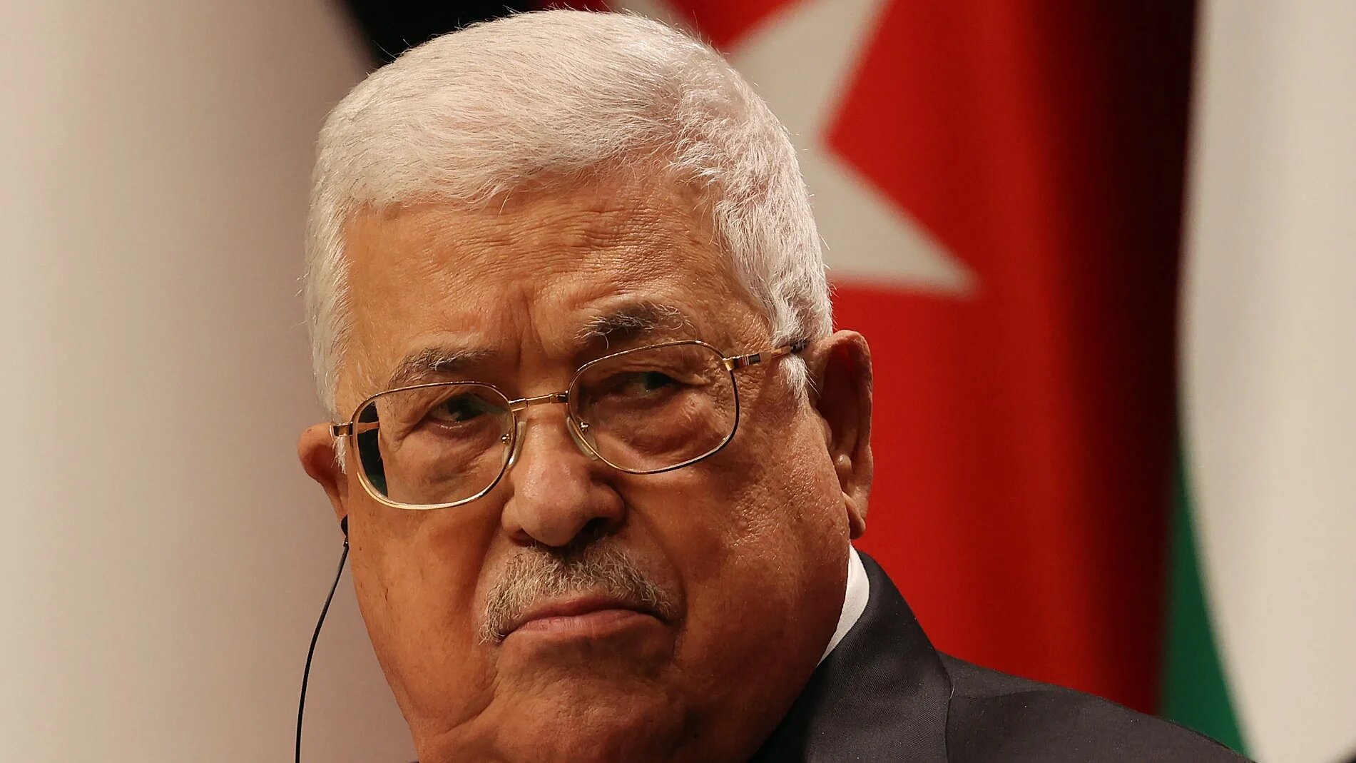 Palestinian President Mahmoud Abbas holds a joint press conference with Turkey's President following their meeting at the Presidential Complex in Ankara, on 23 August, 2022 (AFP)