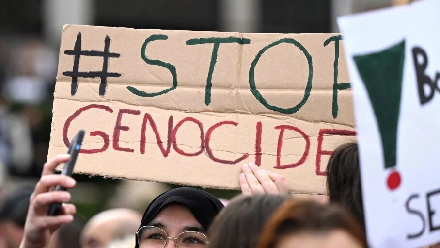 Protesters hold a "march for Palestine" in Dortmund, western Germany, on 28 October 2023, calling for a ceasefire in Gaza (Ina Fassbender/AFP)