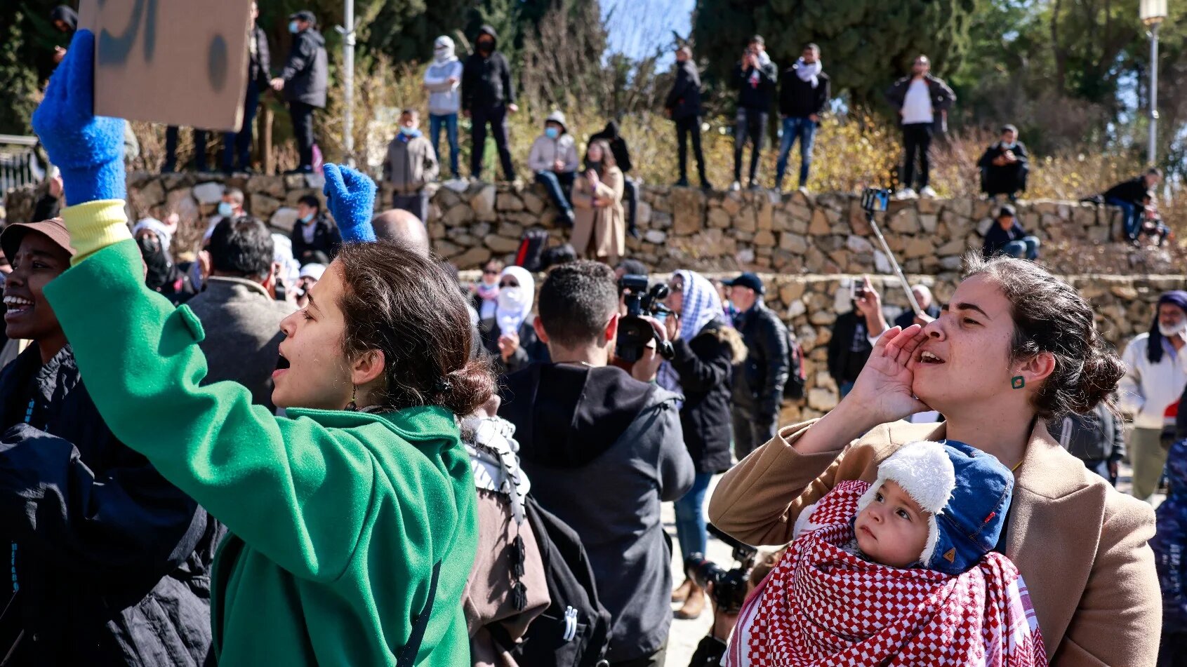 Arab citizens of Israel protest against Israel's land control in the Negev desert on 30 January, 2022 (AFP) (AFP)