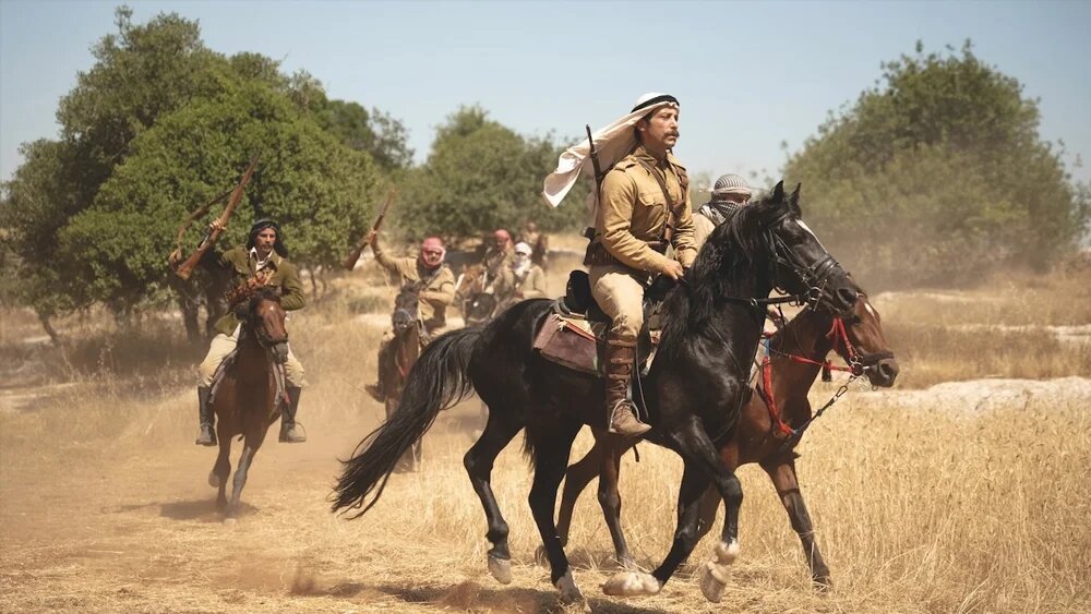 A shot from the film Palestine 36, depicting rebels on horseback (YouTube/Screengrab)
