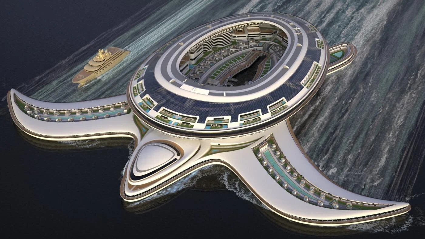 La construction de ce térayacht de conception italienne en forme de tortue est prévue en Arabie saoudite (Lazzarini Design Studio)